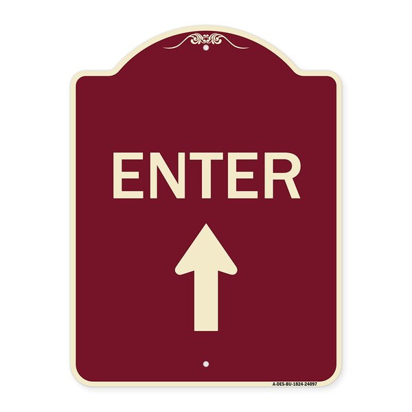 Enter Enter with Up Arrow Heavy-Gauge Aluminum Architectural Sign, 24" x 18", BU-1824-24097